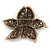 Large Black Diamante Floral Brooch/ Pendant In Bronze Tone Metal - 90mm - view 5