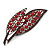 Large, Vintage Inspired Red Acrylic/ Crystal Bead Two Leaf Brooch In Gun Metal Tone - 10cm L - view 4