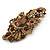 Large Victorian Style Champagne/ Amber Coloured Crystal Brooch In Antique Gold Plating - 10cm L - view 2