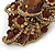 Large Victorian Style Champagne/ Amber Coloured Crystal Brooch In Antique Gold Plating - 10cm L - view 3