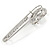 Rhodium Plated Clear Crystal Apple Safety Pin Brooch - 65mm L - view 3