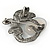 Vintage Inspired Double Flower Pewter Tone Brooch/ Pendant - 55mm - view 4