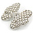 Simulated Pearl Clear Crystal Bow Brooch In Rhodium Plating - 65mm - view 3