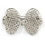 Simulated Pearl Clear Crystal Bow Brooch In Rhodium Plating - 65mm - view 4