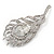 Exotic Clear Crystal 'Peacock Feather' Brooch In Rhodium Plating - 8cm L - view 2