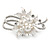 Exquisite Glass Pearl Austrian Crystal Floral Brooch In Light Silver Tone - 60mm L - view 3