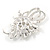 Exquisite Glass Pearl Austrian Crystal Floral Brooch In Light Silver Tone - 60mm L - view 5