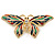 Multicoloured Enamel, Crystal Butterfly Brooch In Gold Tone Metal - 80mm W - view 5