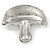 Crystal Quirky Mushroom Brooch In Rhodium Plated Metal - 40mm W - view 2
