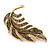 Exquisite Grey Crystal Leaf Brooch In Gold Tone - 60mm - view 3
