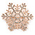 Rose Gold Tone Clear Crystal Snowflake Brooch/ Pendant - 45mm D