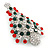 Holly Jolly Red, Green, Clear Austrian Crystals Christmas Tree Brooch/ Pendant In Rhodium Plating - 55mm L - view 3