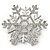 Rhodium Plated Clear Crystal Snowflake Brooch/ Pendant - 45mm D - view 2