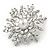 Rhodium Plated Clear CZ, Crystal Snowflake Brooch/ Pendant - 48mm - view 2