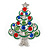Holly Jolly Red, Green, Clear, Blue Austrian Crystals Christmas Tree Brooch In Silver Tone - 50mm L - view 5