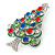 Holly Jolly Red, Green, Clear, Blue Austrian Crystals Christmas Tree Brooch In Silver Tone - 50mm L - view 6