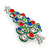 Holly Jolly Red, Green, Clear, Blue Austrian Crystals Christmas Tree Brooch In Silver Tone - 50mm L - view 2