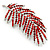 Stunning Large Red/ Burgundy Crystal Leaf Brooch In Silver Tone - 90mm - view 4