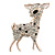 Gold Plated Clear/ Black Crystal Fawn Reindeer Brooch - 45mm