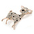 Gold Plated Clear/ Black Crystal Fawn Reindeer Brooch - 45mm - view 2