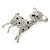 Rhodium Plated Clear/ Black Crystal Fawn Reindeer Brooch - 45mm - view 2