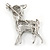 Rhodium Plated Clear/ Black Crystal Fawn Reindeer Brooch - 45mm - view 3