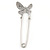Clear Crystal Assymetrical Butterfly Safety Pin In Silver Tone - 70mm L - view 5