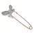 Clear Crystal Assymetrical Butterfly Safety Pin In Silver Tone - 70mm L - view 3