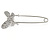 Clear Crystal Assymetrical Butterfly Safety Pin In Silver Tone - 70mm L - view 7