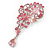Statement Pink Austrian Crystal, CZ Charm Brooch In Rhodium Plating - 10cm L - view 2