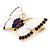 White Eanamel Purple Crystal Butterfly Brooch In Gold Tone Metal - 50mm - view 4