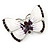 White Eanamel Purple Crystal Butterfly Brooch In Silver Tone Metal - 50mm - view 2