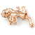 Small Crystal Kitty with Pearl Ball Brooch In Rose Gold Metal - 30mm - view 3
