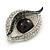 Quirky Black/ Clear Crystal Eye Brooch In Silver Tone Metal - 50mm - view 2