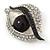 Quirky Black/ Clear Crystal Eye Brooch In Silver Tone Metal - 50mm - view 3