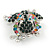 Multicoloured Crystal Frog/ Toad Brooch In Silver Tone Metal - 35mm L - view 6