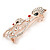 Beautiful Fox Family Crystal Brooch In Rose Gold Metal - 50mm L - view 2