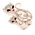 Beautiful Fox Family Crystal Brooch In Rose Gold Metal - 50mm L - view 3