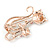Beautiful Fox Family Crystal Brooch In Rose Gold Metal - 50mm L - view 4