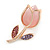 Tiny Light Pink Tulip Pin Brooch In Gold Tone Metal - 30mm - view 2