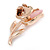 Tiny Light Pink Tulip Pin Brooch In Gold Tone Metal - 30mm - view 3