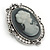 Diamante Grey Cameo Scarf Pin/ Brooch In Silver Tone - 55mm Across - view 5