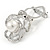 Diamante Faux Pearl Rose Scarf Pin/ Brooch In Silver Tone - 40mm Across - view 2