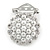 White Faux Pearl & Clear Diamante Round Scarf Pin/ Brooch In Silver Finish - 32mm D - view 3