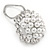 White Faux Pearl & Clear Diamante Round Scarf Pin/ Brooch In Silver Finish - 32mm D - view 5