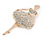 Clear/ AB Crystal Ballerina Brooch In Gold Tone Metal - 57mm L - view 2