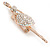 Clear/ AB Crystal Ballerina Brooch In Gold Tone Metal - 57mm L - view 3
