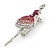 Clear/ Pink/ Magenta Crystal Ballerina Brooch In Silver Tone Metal - 57mm L - view 2