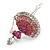 Clear/ Pink/ Magenta Crystal Ballerina Brooch In Silver Tone Metal - 57mm L - view 3