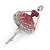 Clear/ Pink/ Magenta Crystal Ballerina Brooch In Silver Tone Metal - 57mm L - view 4